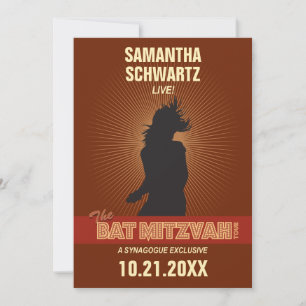 Invitation Bat mitzvah Rock Star en Brown