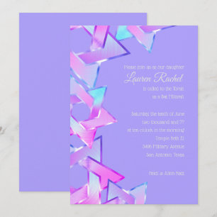 Invitation Bat mitzvah rose bleu violet étoile de David