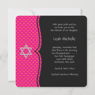 Invitation Bat mitzvah rose chaud