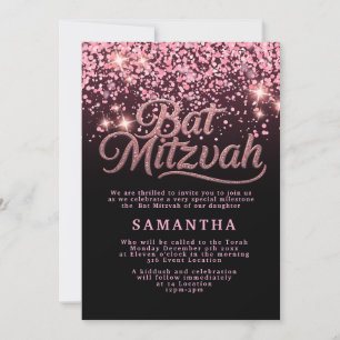 Invitation Bat Mitzvah Rose et Noir