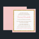 Invitation Bat mitzvah rose et or<br><div class="desc">Cette invitation Bat mitzvah branchée présente une parties scintillant scintillante superposée à un arrière - plan de couleur solide. Utilisez le formulaire modèle pour ajouter vos propres informations. La fonction "Personnaliser" peut être utilisée pour modifier le style,  la couleur et la disposition de la police.</div>
