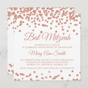 Invitation Bat mitzvah Rose Gold Faux Parties scintillant Con