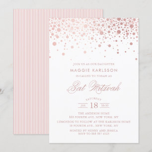 Invitation Bat mitzvah rose Gold Foil Confetti