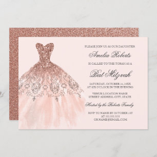 Invitation Bat mitzvah rose Gold Sparkle