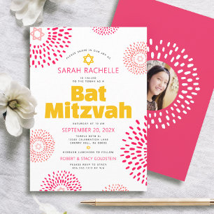 Invitation Bat mitzvah rose Photo Bold Cool Starburst Super