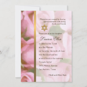 Invitation Bat mitzvah rose Roses