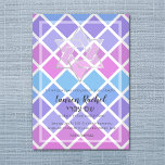 Invitation bat mitzvah rose violet bleu mosaïque<br><div class="desc">Bar Mitzvah and Bat Mitzvah invitation sets design by Umua. Printed and shipped by Zazzle or its partenaires.</div>