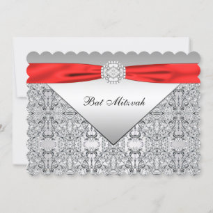 Invitation Bat Mitzvah rouge et argent