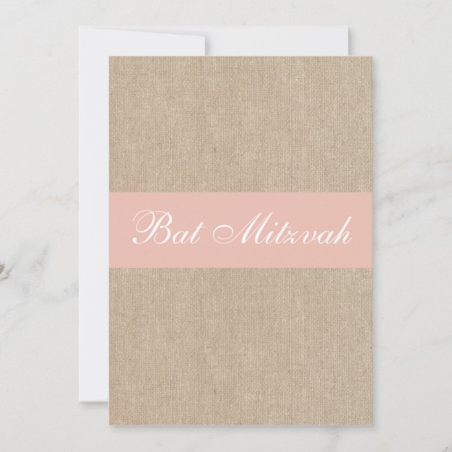 Invitation Bat mitzvah Shabby Chic Peach Burlap (Devant)