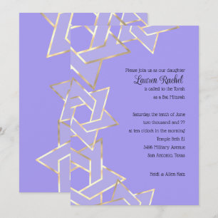 Invitation Bat mitzvah Sheer Gold Star de David sur n'importe