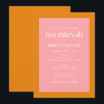 Invitation Bat mitzvah simple géométrique rose et orange<br><div class="desc">Invitation de Bat mitzvah simple et géométrique</div>