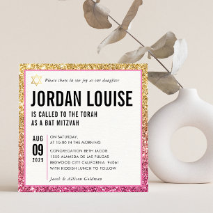 Invitation BAT MITZVAH simple moderne chic parties scintillan