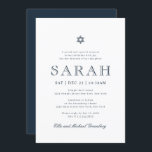 Invitation Bat mitzvah Simple moderne étoile de David<br><div class="desc">Composé d'un script ludique et de la typographie san serif; Tout sur un fond d'arrière - plan blanc. Il est conçu par Select Party Supplies,  exclusif pour Zazzle. Disponible ici : http://www.zazzle.com/store/selectpartysupplies</div>