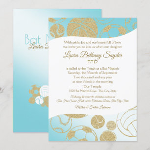 Invitation Bat mitzvah sportif Bleu et Or