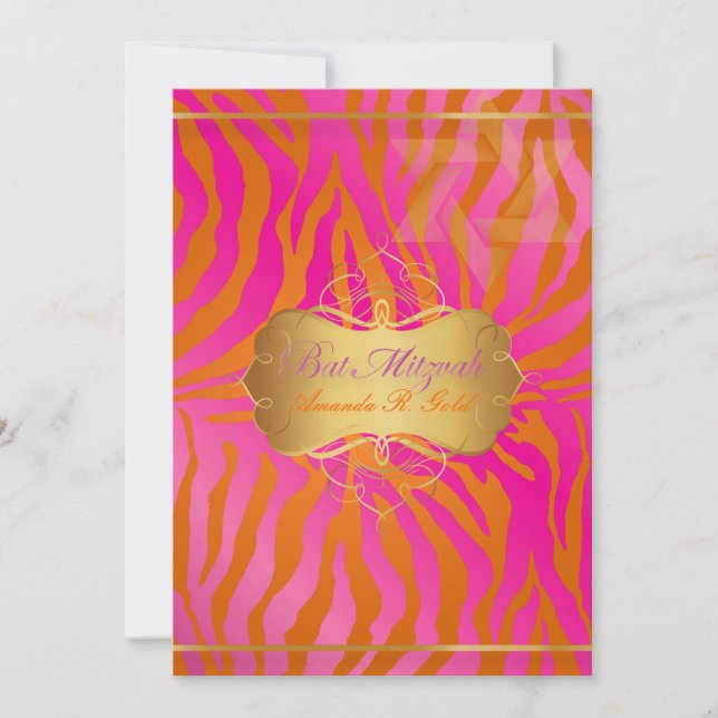 Invitation Bat mitzvah/star de David+zebra stripes (Devant)