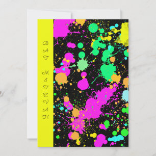 Invitation Bat mitzvah, Sweet sixteen, néon, CustomInvitation