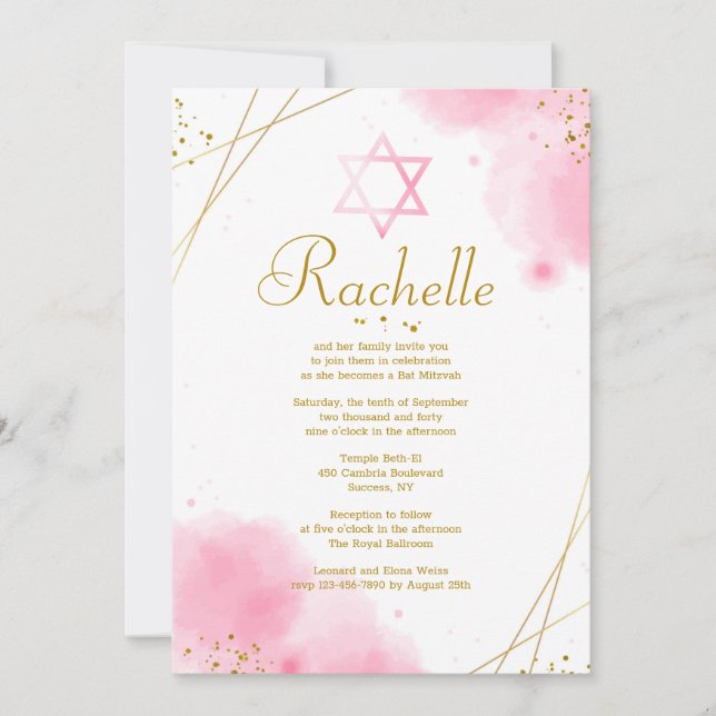 Invitation Bat mitzvah tendance (Devant)