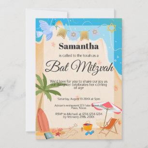 Invitation bat mitzvah : Thème plage, QR