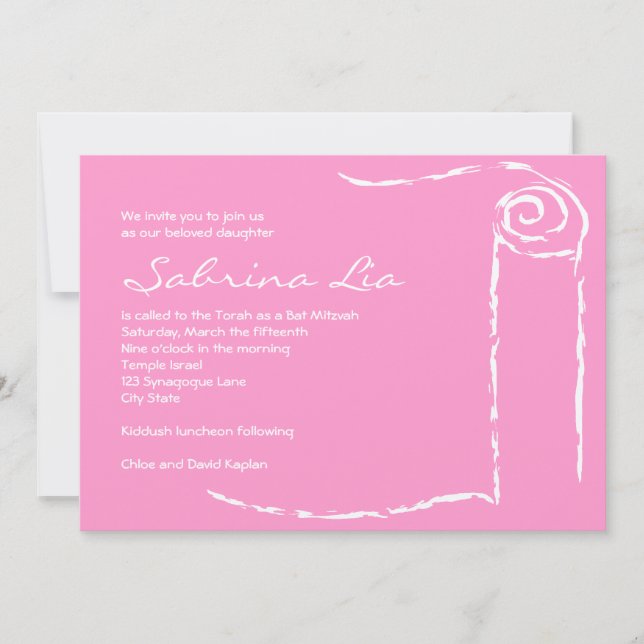 Invitation Bat mitzvah Torah Scroll Juif F9C (Devant)