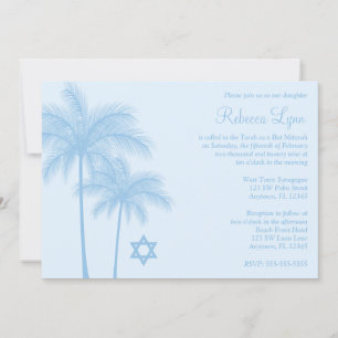 Invitation Bat mitzvah tropical de palmier bleu clair