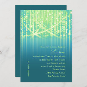 Invitation Bat mitzvah Turquoise Vert citron vert brillant