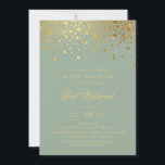 Invitation Bat mitzvah vert Faux Gold Foil Confetti Sage<br><div class="desc">Famille Invitation et amis au Bat mitzvah de votre fille avec cette élégante invitation en or et en terre cuite. Il comporte des points de confettis en faux or et un script élégant. Personnalisez en ajoutant le nom, la date, l'heure, le lieu et d'autres détails de l'événement. Des éléments correspondants...</div>