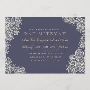 Invitation Bat mitzvah vintage de dentelle