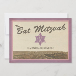 Invitation Bat mitzvah vintage de Jérusalem en pou