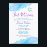 Invitation Bat mitzvah violet turquoise<br><div class="desc">Bat mitzvah turquoise pourpre</div>