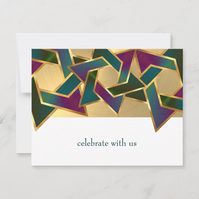 Invitation Bat mitzvah violet Turquoise étoile de David sur n (Devant)