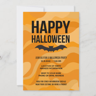 Invitation Bat rustique d'Halloween noir blanc