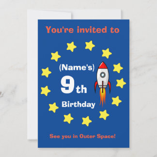 Invitation - Bateau à fusée Anniversaire personnal