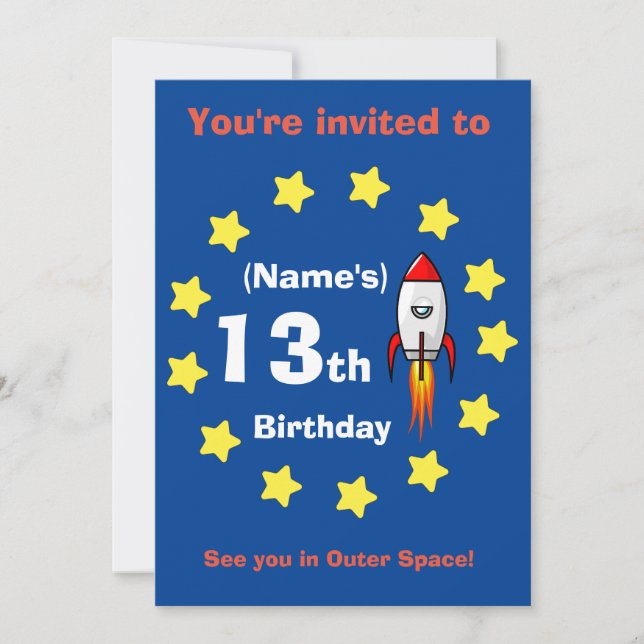 Invitation - Bateau à fusée Anniversaire personnal (Devant)