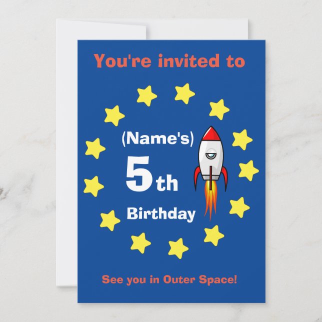 Invitation - Bateau à fusée Anniversaire personnal (Devant)