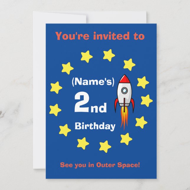 Invitation - Bateau à fusée Anniversaire personnal (Devant)