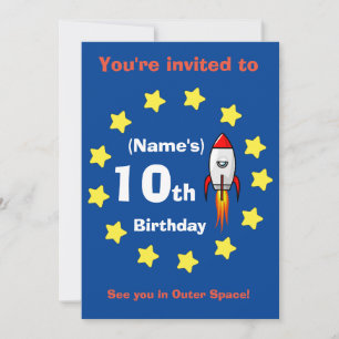 Invitation - Bateau à fusée Anniversaire personnal