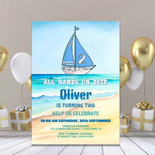 Invitation Bateau à voile 2e fête d'anniversaire