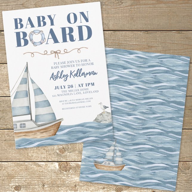 Invitation Bateau à voile Baby Shower Marin (Sailboat Nautical Baby Shower Invitation)