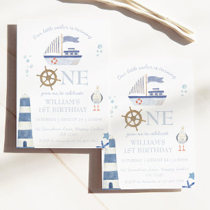 Invitation Bateau à voile Boy 1er anniversaire