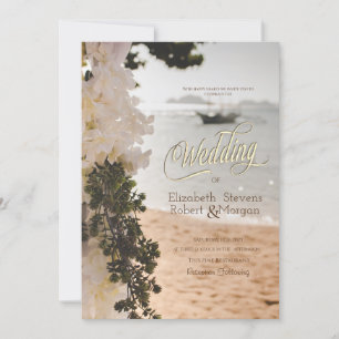 Invitation Bateau à Voile Chic Fleurs Mariage sur la Plage