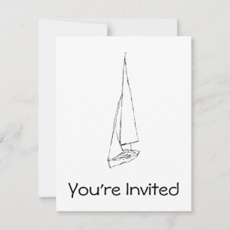 Invitation Bateau à voile. Esquisse en noir et blanc.