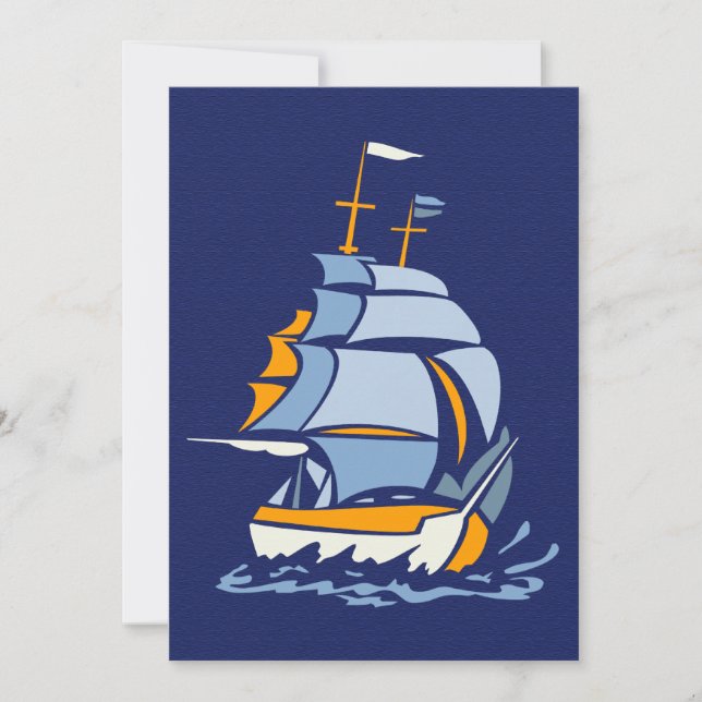 Invitation bateau à voile, personnalisable (Devant)