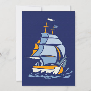 Invitation bateau à voile, personnalisable
