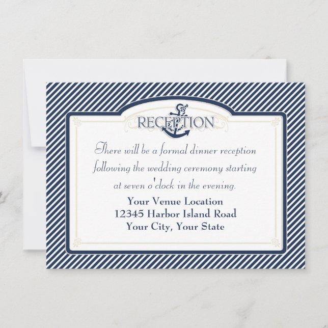 Invitation Bateau Ancre nautique Diagonal Stripes Swirl Moder (Devant)