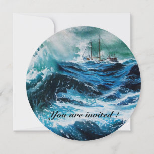 Invitation Bateau dans la mer dans la tempête