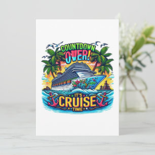 Invitation Bateau de croisière décompte coloré "C'est l'heure