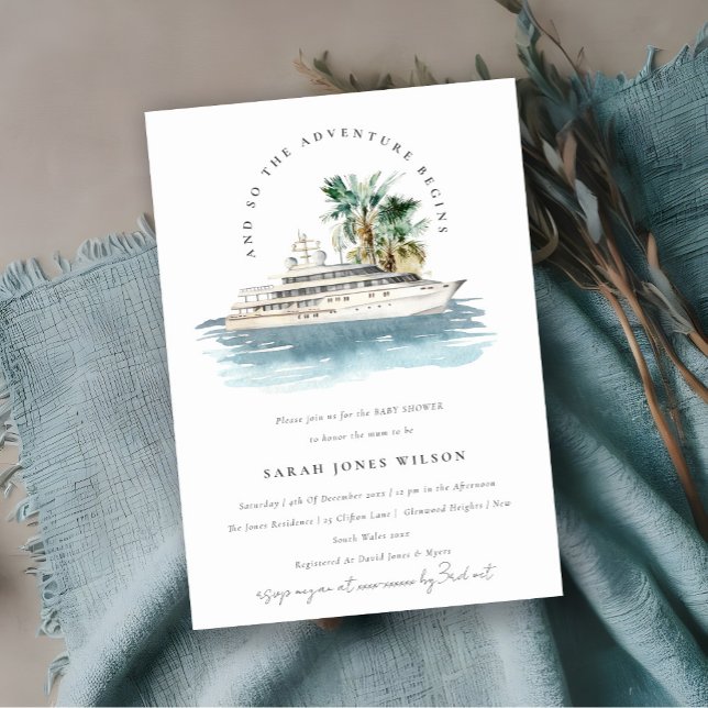 Invitation Bateau de croisière Dusky Palm Baby shower marin (Créateur téléchargé)