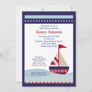 Invitation Bateau de la Marine Baby shower nautique 5x7