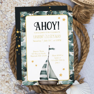 Invitation Bateau de marine Ancre nautique Anniversaire