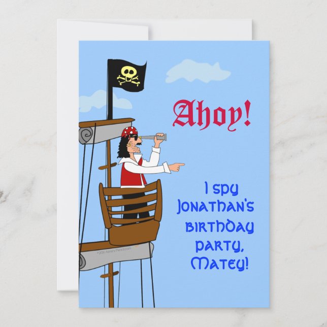Invitation Bateau fait sur commande d'invitations de fête (Devant)